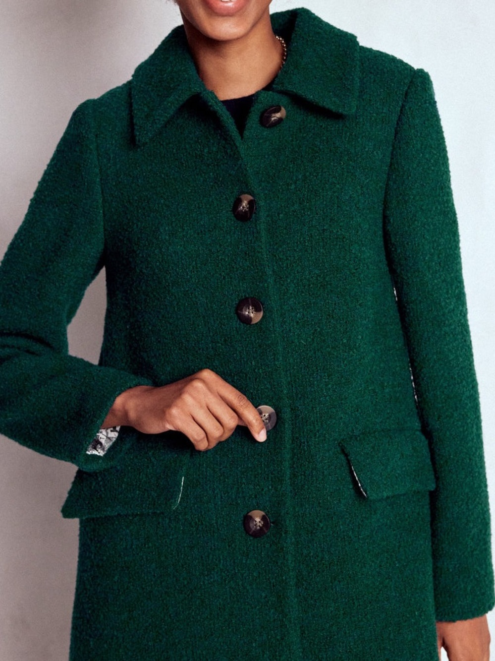 NWT Boden Edinburgh Wool Coat Women’s Size 8R Green Fully lined Preppy Jacket